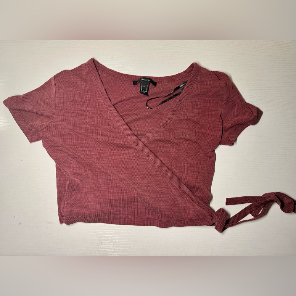 Forever 21 Ribbed Knit Drawstring Tee